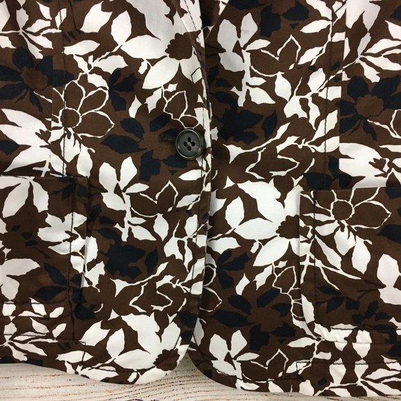 Liz Claiborne Floral Blazer 3/4 Sleeves Brown - Picture 3 of 13